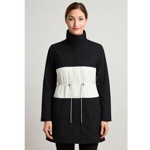 St. John Colorblock Windbreaker Raincoat Jacket Black & White, Womens Size Small